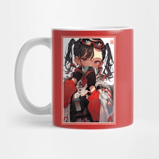 Aesthetic Anime Girl Red White Black | Quality Aesthetic Anime Design | Chibi Manga Anime Art Mug